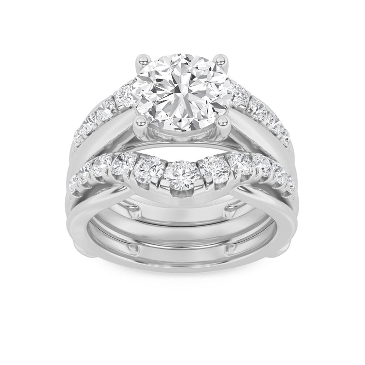 3Cttw Round Shaped Lab Grown Diamond (F/VS) Insert Jacket Ring in 14K Gold