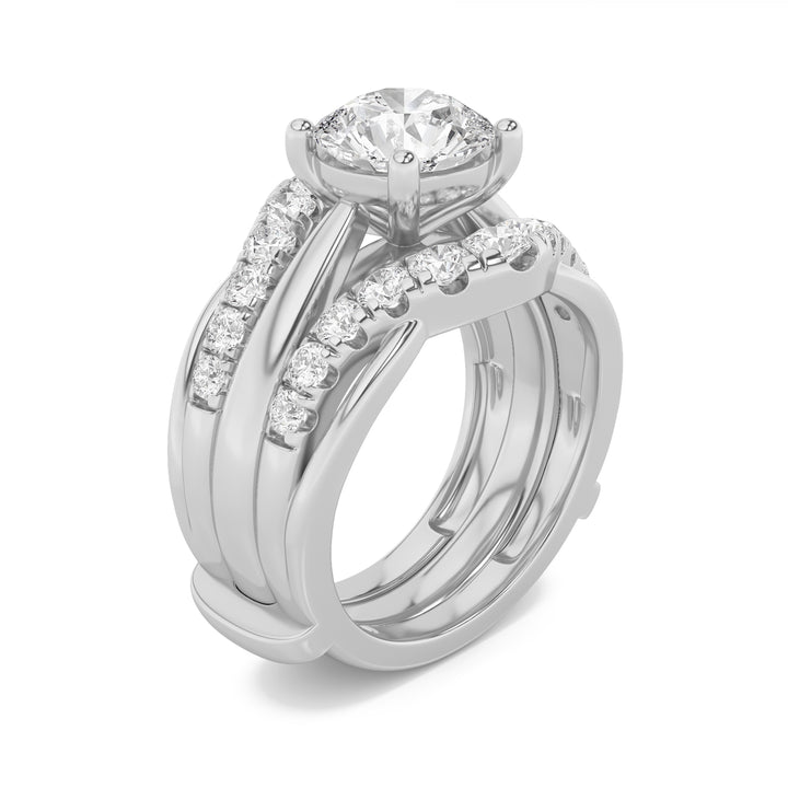 3Cttw Round Shaped Lab Grown Diamond (F/VS) Insert Jacket Ring in 14K Gold