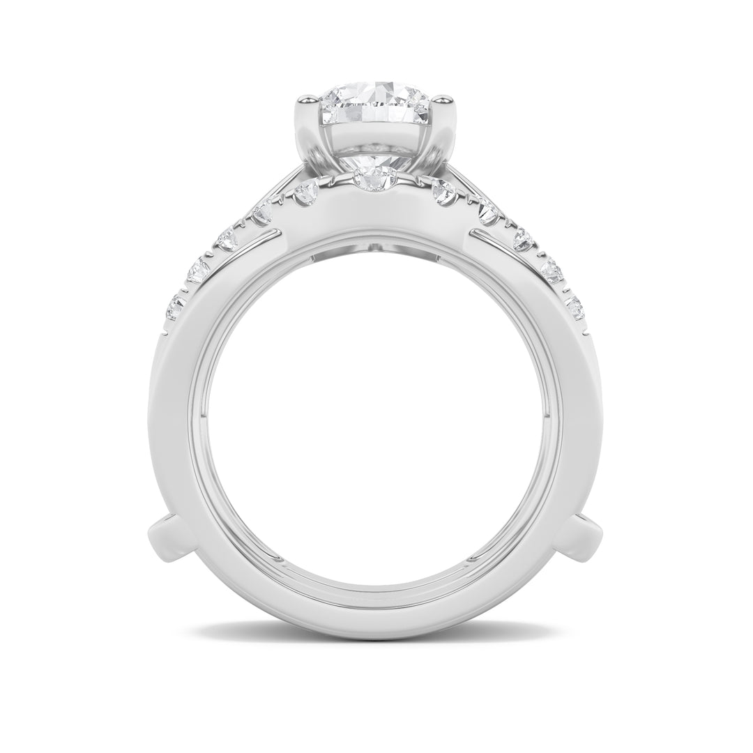 3Cttw Round Shaped Lab Grown Diamond (F/VS) Insert Jacket Ring in 14K Gold