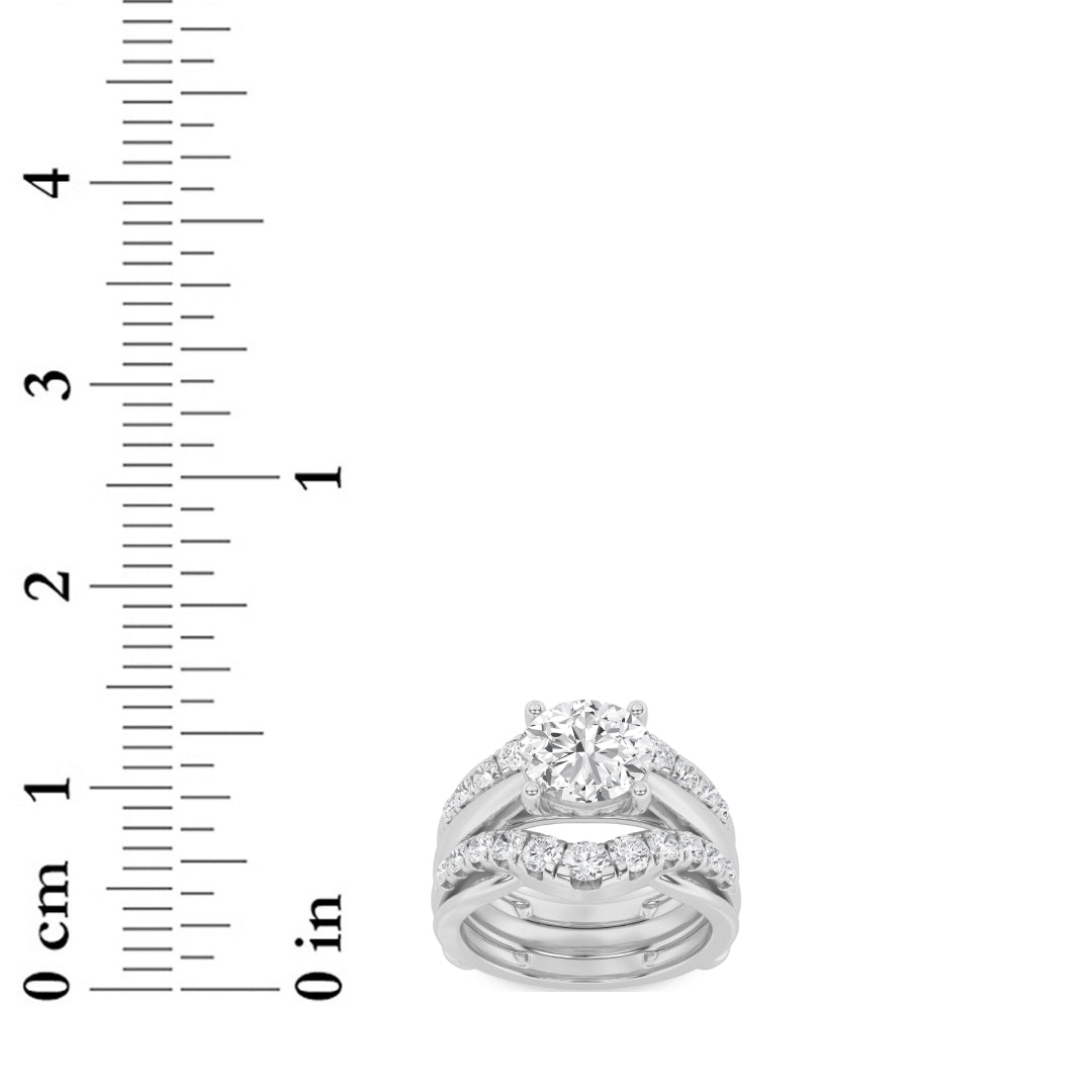 3Cttw Round Shaped Lab Grown Diamond (F/VS) Insert Jacket Ring in 14K Gold