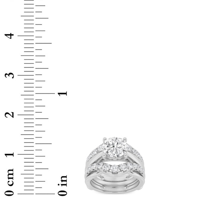 3Cttw Round Shaped Lab Grown Diamond (F/VS) Insert Jacket Ring in 14K Gold