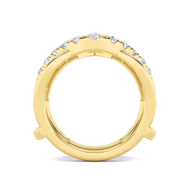 3Cttw Round Shaped Lab Grown Diamond (F/VS) Insert Jacket Ring in 14K Gold