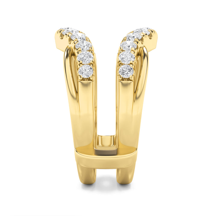 3Cttw Round Shaped Lab Grown Diamond (F/VS) Insert Jacket Ring in 14K Gold