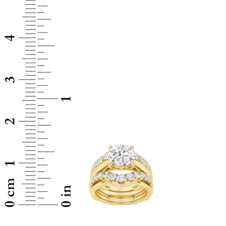3Cttw Round Shaped Lab Grown Diamond (F/VS) Insert Jacket Ring in 14K Gold
