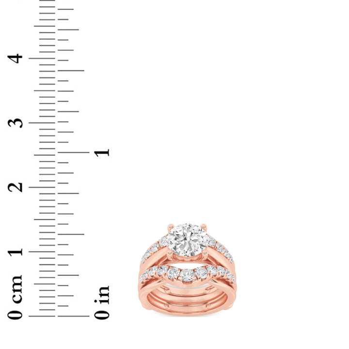 3Cttw Round Shaped Lab Grown Diamond (F/VS) Insert Jacket Ring in 14K Gold