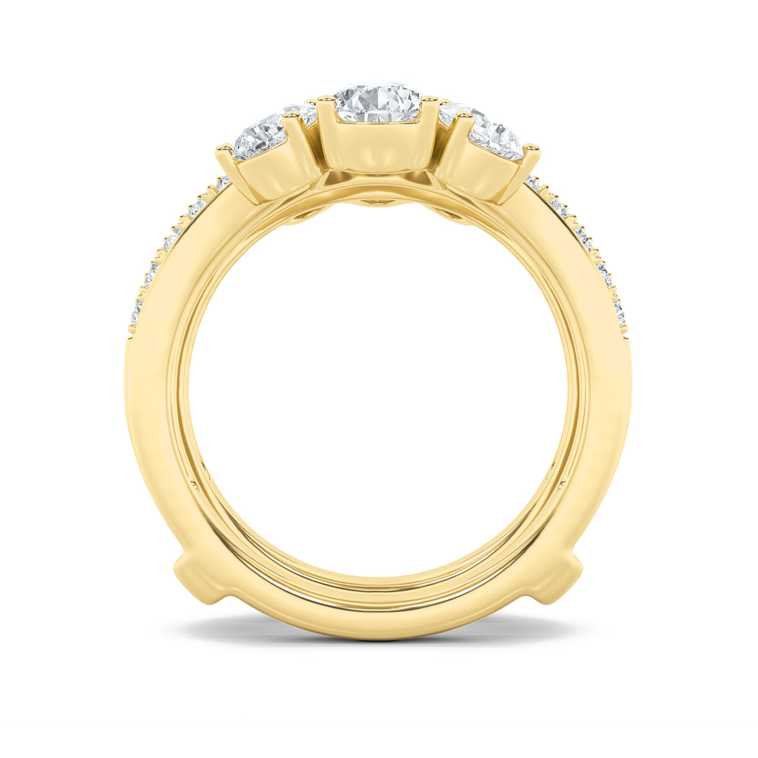 2Cttw Pear Shaped Lab Grown Diamond (F/VS) InsertJacket Ring in 14K Gold