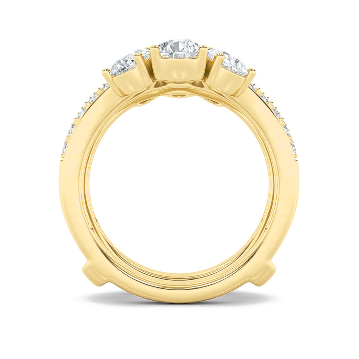 2Cttw Pear Shaped Lab Grown Diamond (F/VS) InsertJacket Ring in 14K Gold