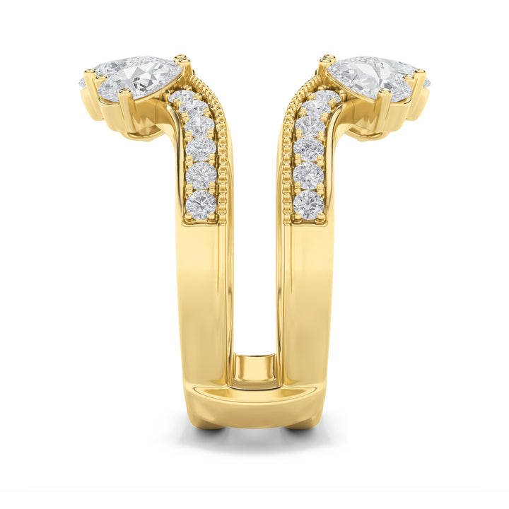 2Cttw Pear Shaped Lab Grown Diamond (F/VS) InsertJacket Ring in 14K Gold
