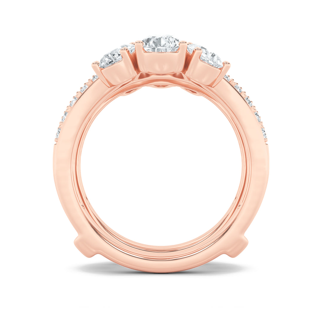 2Cttw Pear Shaped Lab Grown Diamond (F/VS) InsertJacket Ring in 14K Gold