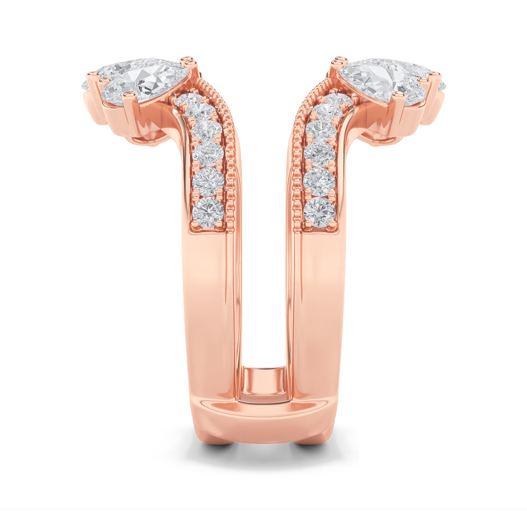 2Cttw Pear Shaped Lab Grown Diamond (F/VS) InsertJacket Ring in 14K Gold