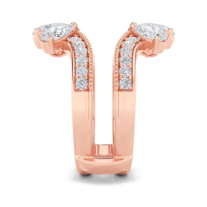 2Cttw Pear Shaped Lab Grown Diamond (F/VS) InsertJacket Ring in 14K Gold