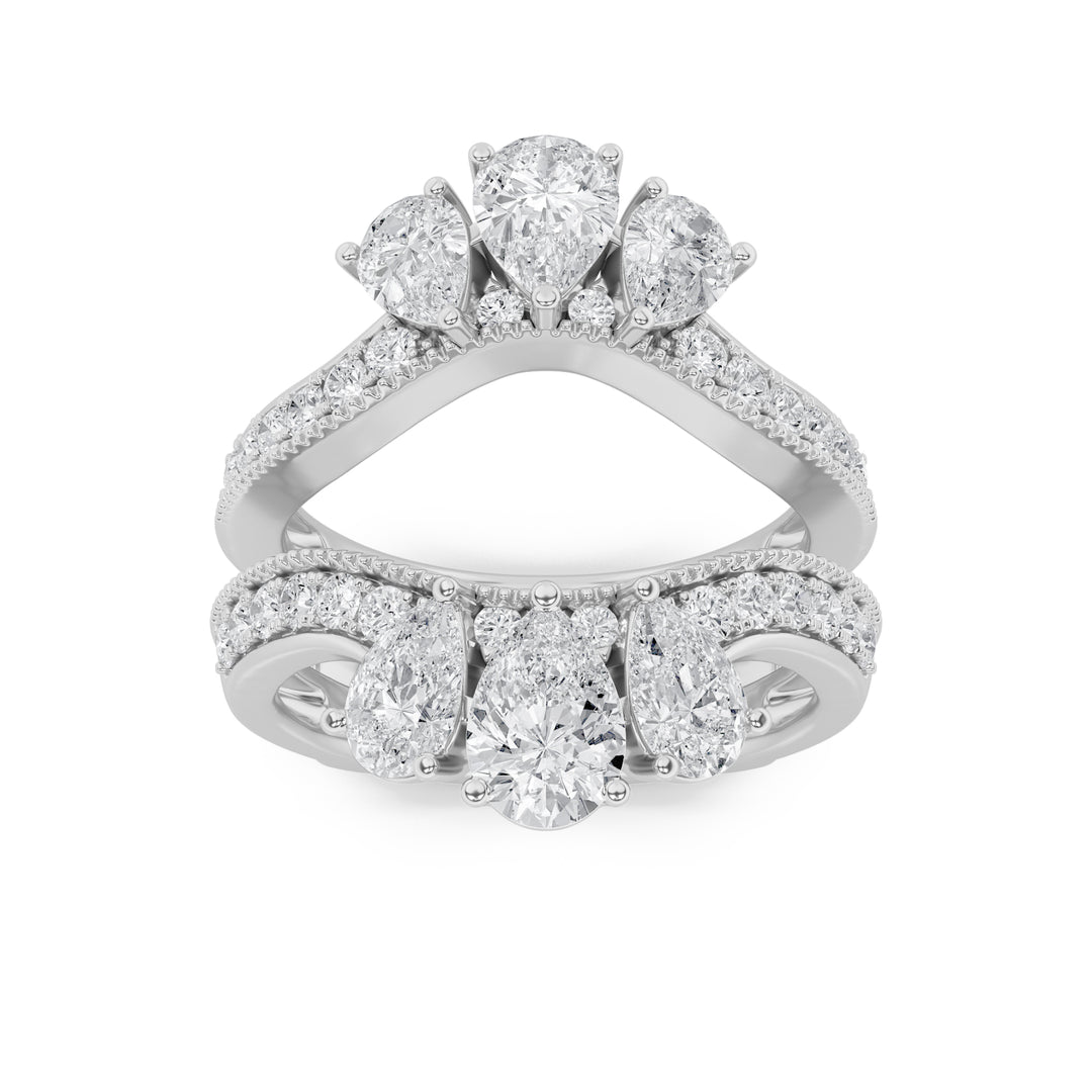 2.25Cttw Pear Shaped Lab Grown Diamond (F/VS) Insert Jacket Ring in 14K Gold
