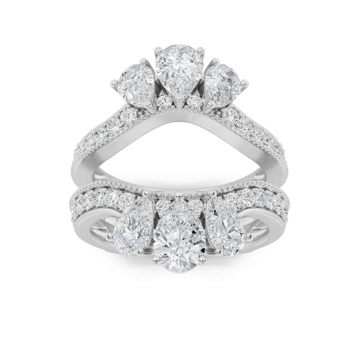 2.25Cttw Pear Shaped Lab Grown Diamond (F/VS) Insert Jacket Ring in 14K Gold