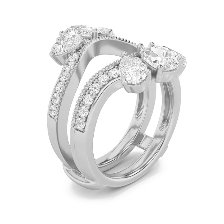 2.25Cttw Pear Shaped Lab Grown Diamond (F/VS) Insert Jacket Ring in 14K Gold