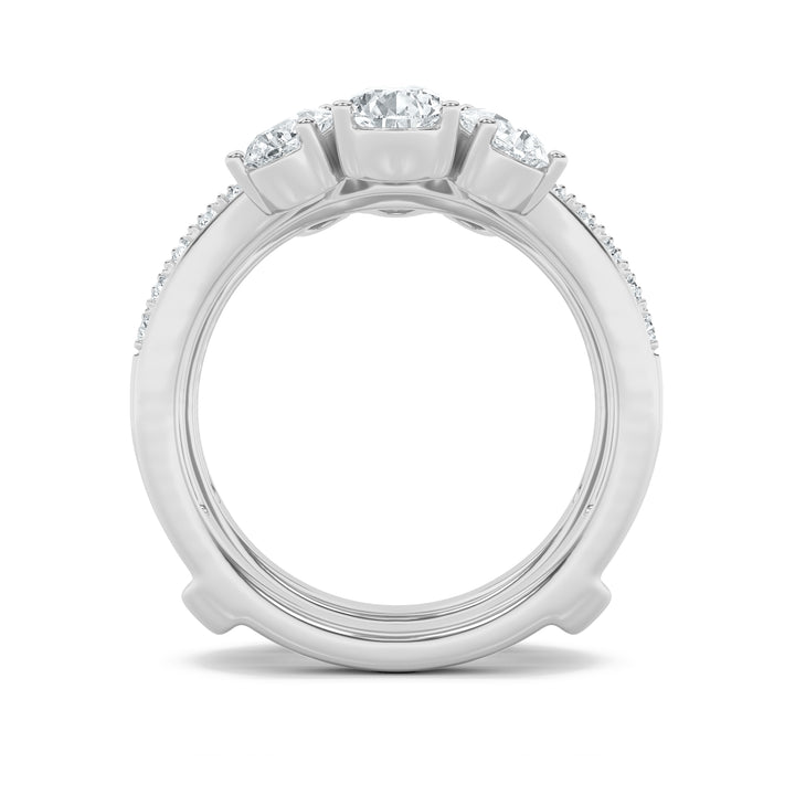 2.25Cttw Pear Shaped Lab Grown Diamond (F/VS) Insert Jacket Ring in 14K Gold