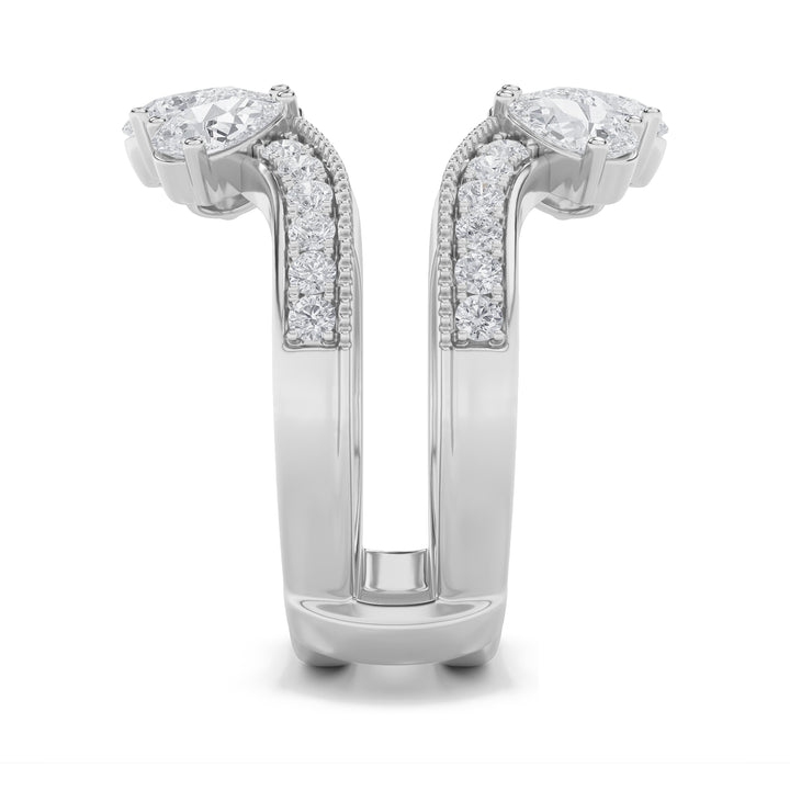 2.25Cttw Pear Shaped Lab Grown Diamond (F/VS) Insert Jacket Ring in 14K Gold