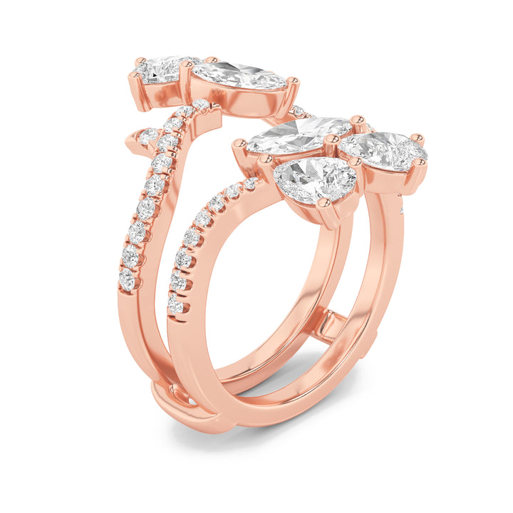 2Cttw Marquise Shaped Lab Grown Diamond (F/VS) Insert Jacket Ring in 14K Gold