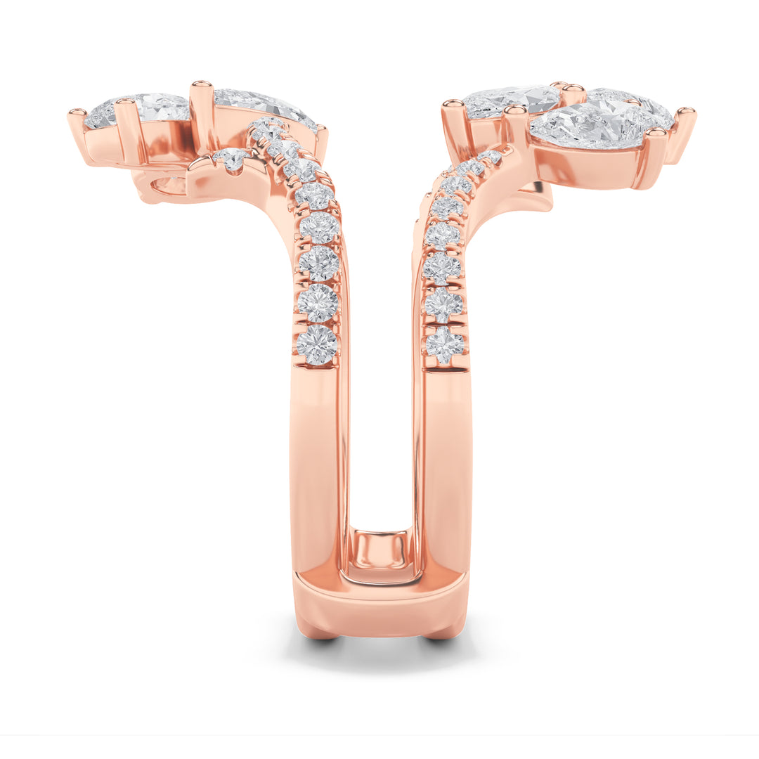 2Cttw Marquise Shaped Lab Grown Diamond (F/VS) Insert Jacket Ring in 14K Gold