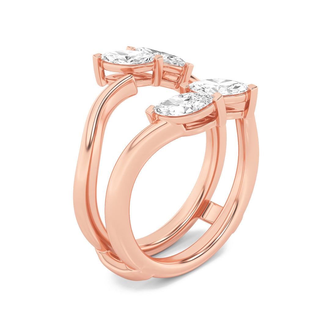1Cttw Marquise Shaped Lab Grown Diamond (F/VS) Insert Jacket Ring in 14K Gold