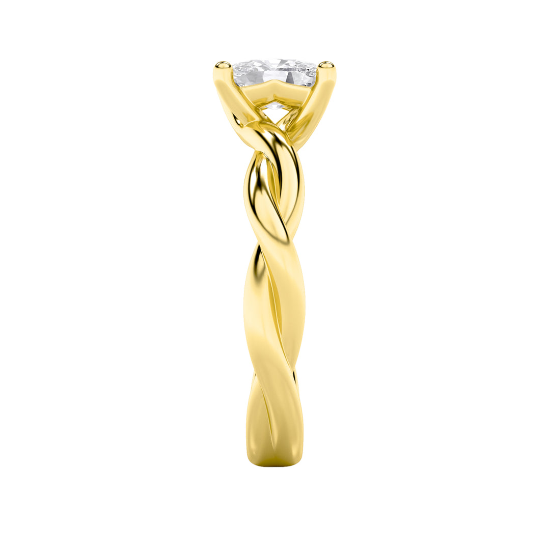 1Cttw Elongated Cushion Shaped Lab Grown Diamond (F/VS) Twisted Shank Solitaire Engagement Ring in 14K Gold