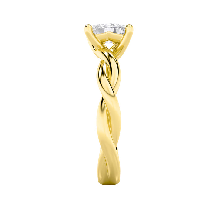 1Cttw Elongated Cushion Shaped Lab Grown Diamond (F/VS) Twisted Shank Solitaire Engagement Ring in 14K Gold