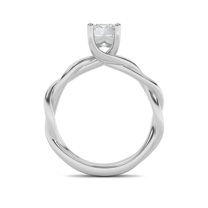 1Cttw Emerald Shaped Lab Grown Diamond (F/VS) Twisted Shank Solitaire Engagement Ring in 14K Gold
