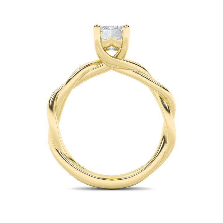 2Cttw Emerald Shaped Lab Grown Diamond (F/VS) Twisted Shank Solitaire Engagement Ring in 14K Gold