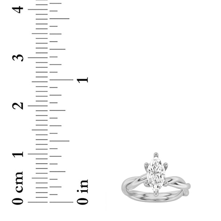 1.5Cttw Marquise Shaped Lab Grown Diamond (F/VS) Twisted Shank Solitaire Engagement Ring in 14K Gold