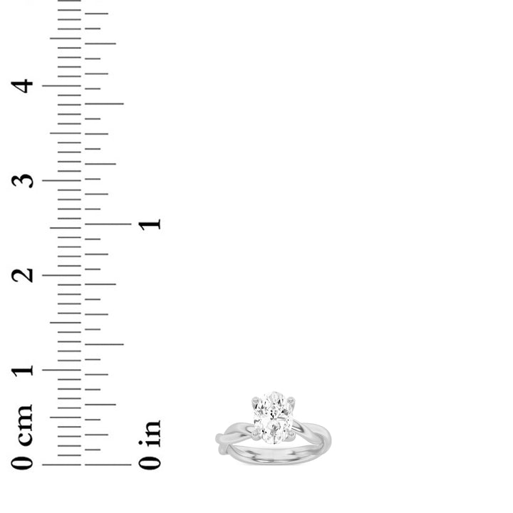 1Cttw Oval Shaped Lab Grown Diamond (F/VS) Twisted Shank Solitaire Engagement Ring in 14K Gold