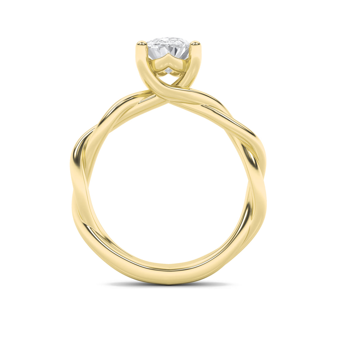 1Cttw Oval Shaped Lab Grown Diamond (F/VS) Twisted Shank Solitaire Engagement Ring in 14K Gold