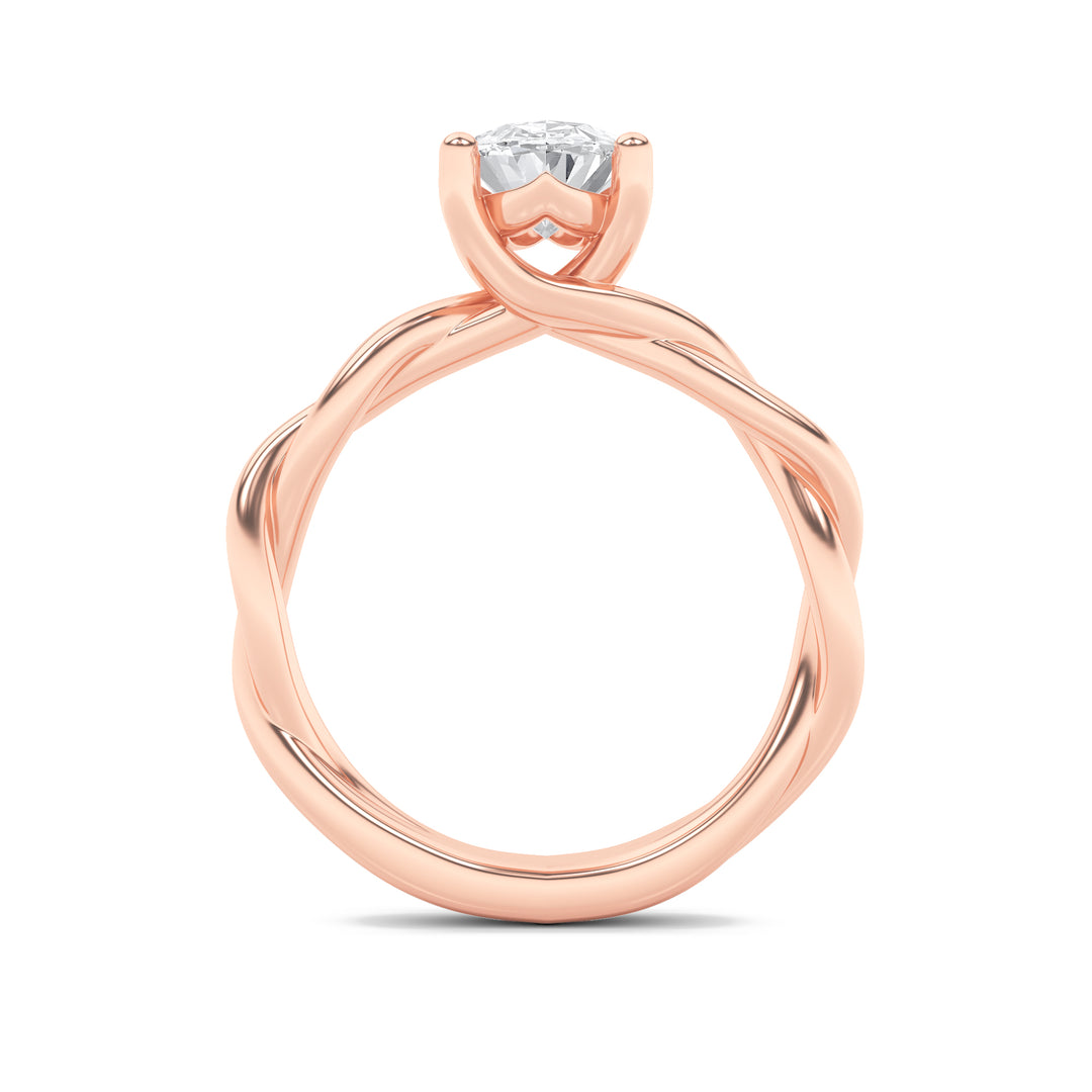 1.5Cttw Oval Shaped Lab Grown Diamond (F/VS) Twisted Shank Solitaire Engagement Ring in 14K Gold