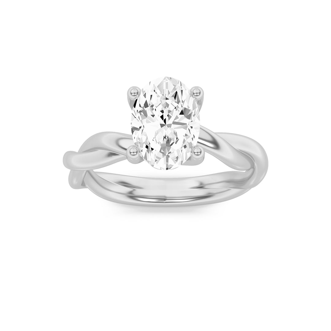 2Cttw Oval Shaped Lab Grown Diamond (F/VS) Twisted Shank Solitaire Engagement Ring in 14K Gold
