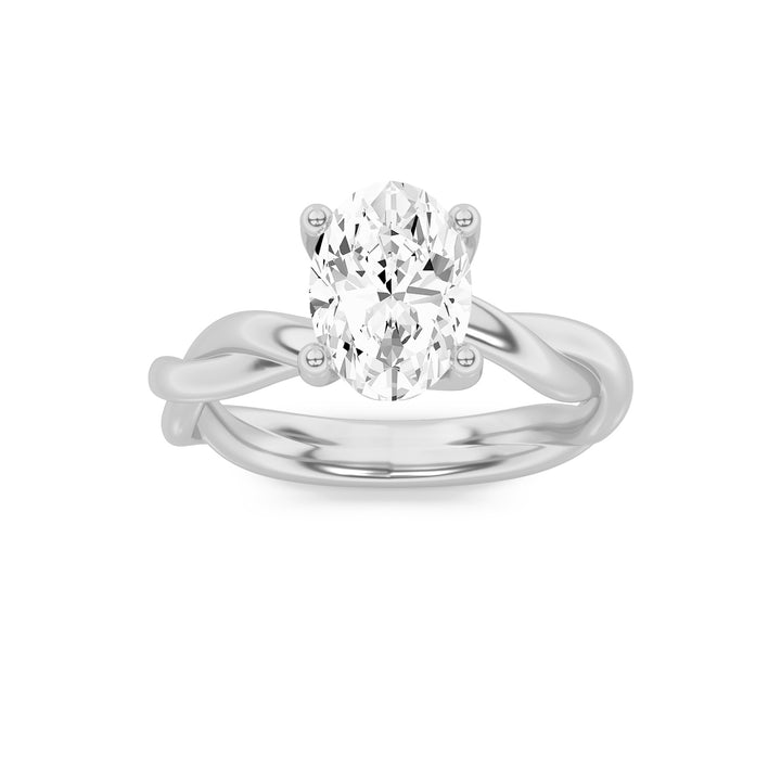 2Cttw Oval Shaped Lab Grown Diamond (F/VS) Twisted Shank Solitaire Engagement Ring in 14K Gold