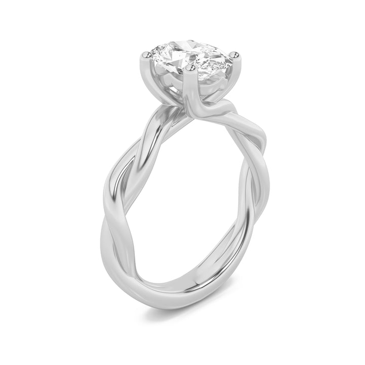 2Cttw Oval Shaped Lab Grown Diamond (F/VS) Twisted Shank Solitaire Engagement Ring in 14K Gold