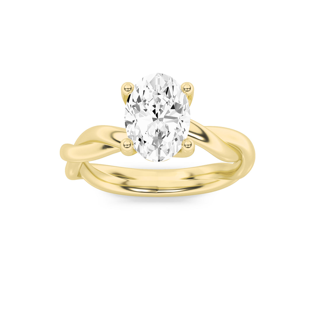 2.5Cttw Oval Shaped Lab Grown Diamond (G/VS) Twisted Shank Solitaire Engagement Ring in 14K Gold