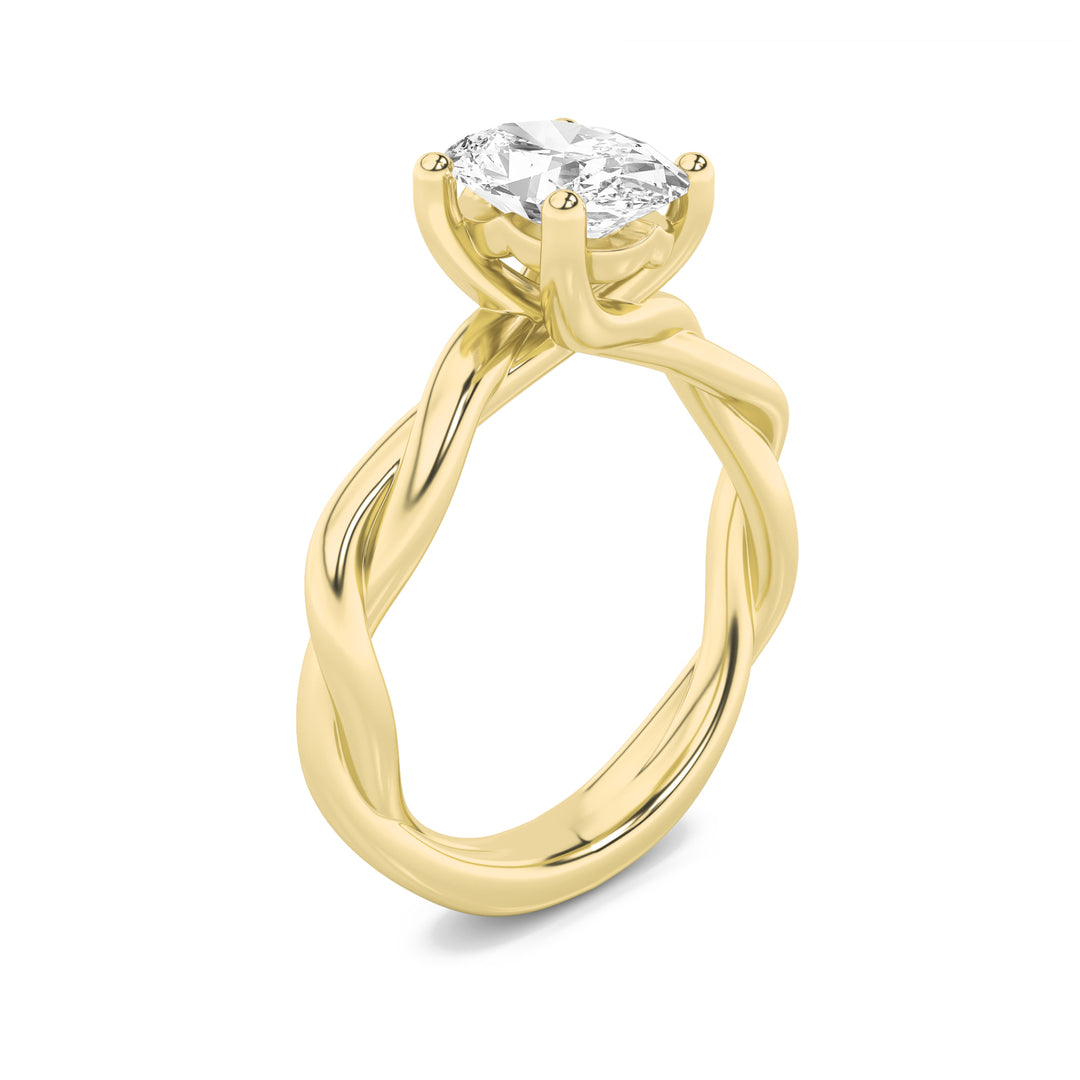 2.5Cttw Oval Shaped Lab Grown Diamond (G/VS) Twisted Shank Solitaire Engagement Ring in 14K Gold