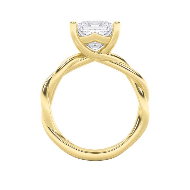 1Cttw Princess Shaped Lab Grown Diamond (F/VS) Twisted Shank Solitaire Engagement Ring in 14K Gold