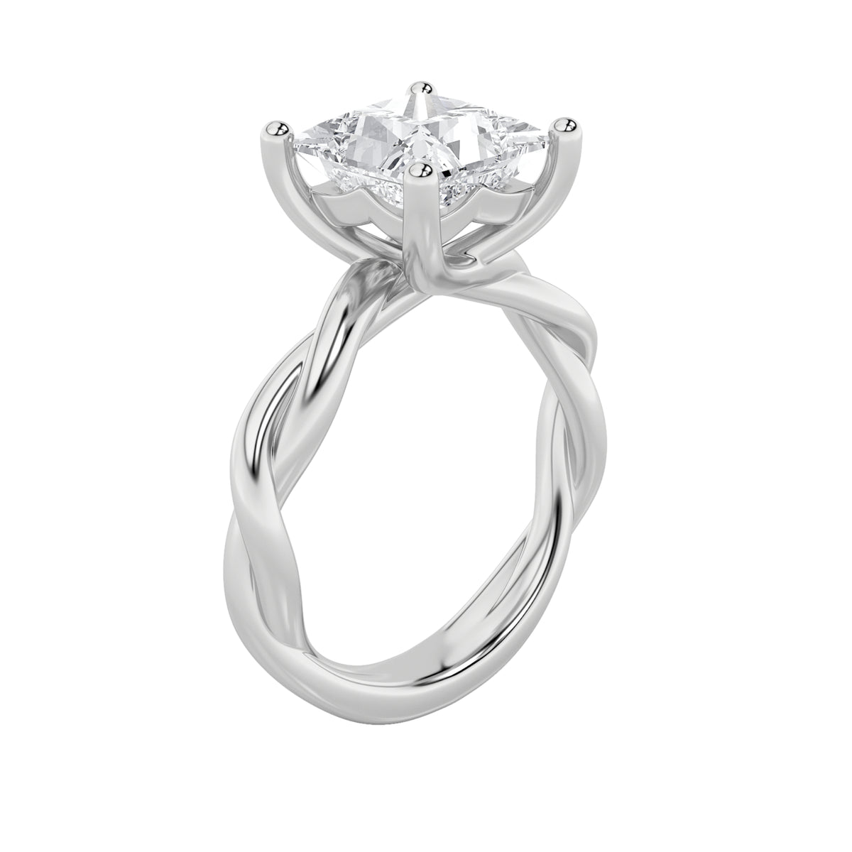 2Cttw Princess Shaped Lab Grown Diamond (F/VS) Twisted Shank Solitaire Engagement Ring in 14K Gold