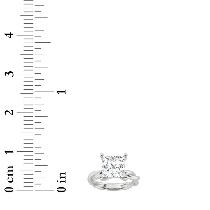 3CTW Princess Shaped Lab Grown Diamond (F/VS) Twisted Shank Solitaire Engagement Ring in 14K Gold
