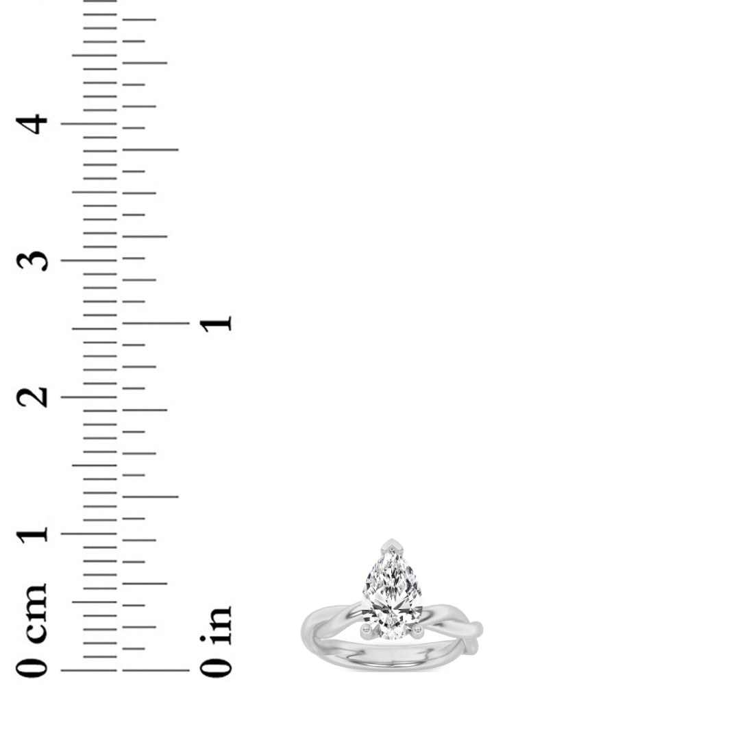 1Cttw Pear Shaped Lab Grown Diamond (F/VS) Twisted Shank Solitaire Engagement Ring in 14K Gold