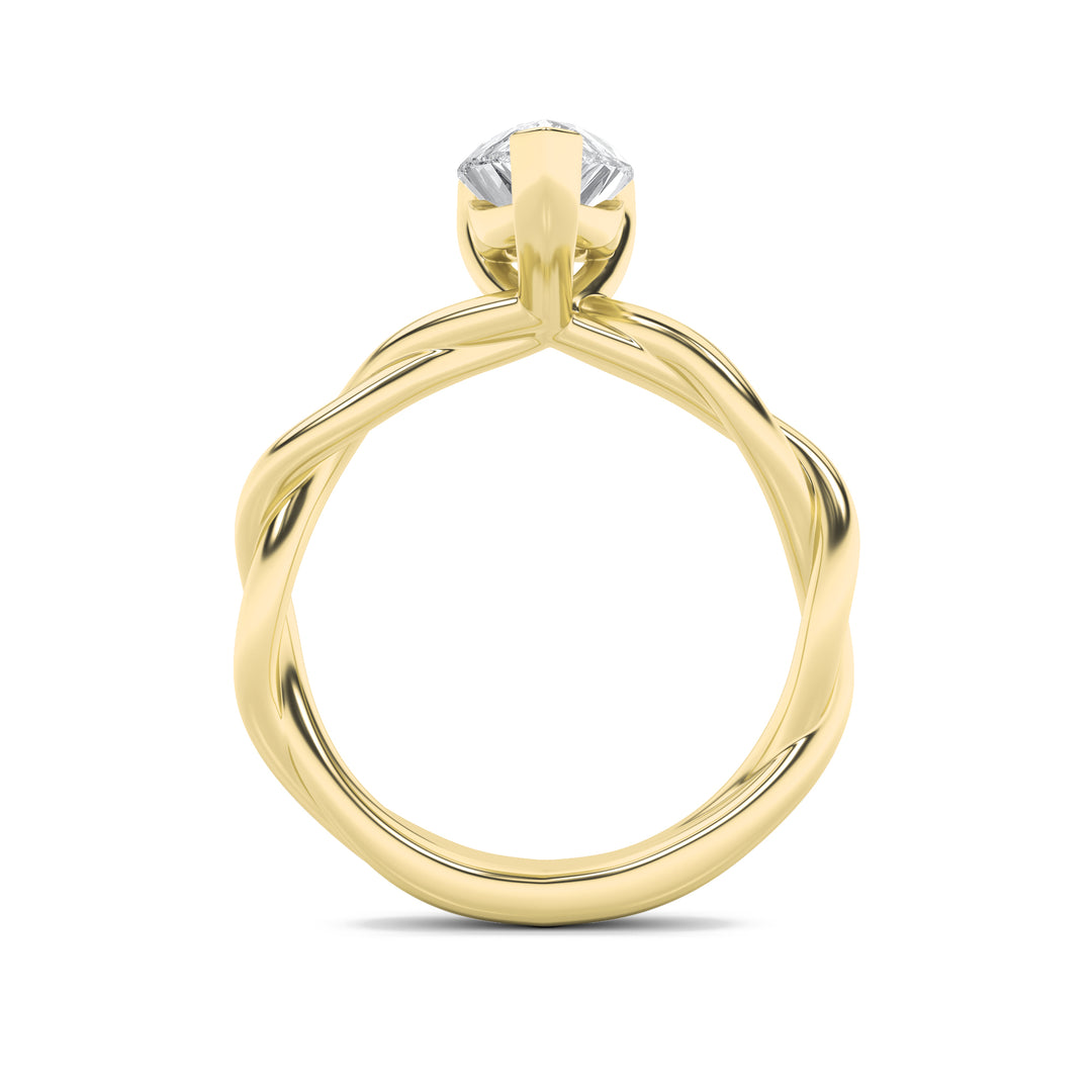 1.5Cttw Pear Shaped Lab Grown Diamond (F/VS) Twisted Shank Solitaire Engagement Ring in 14K Gold