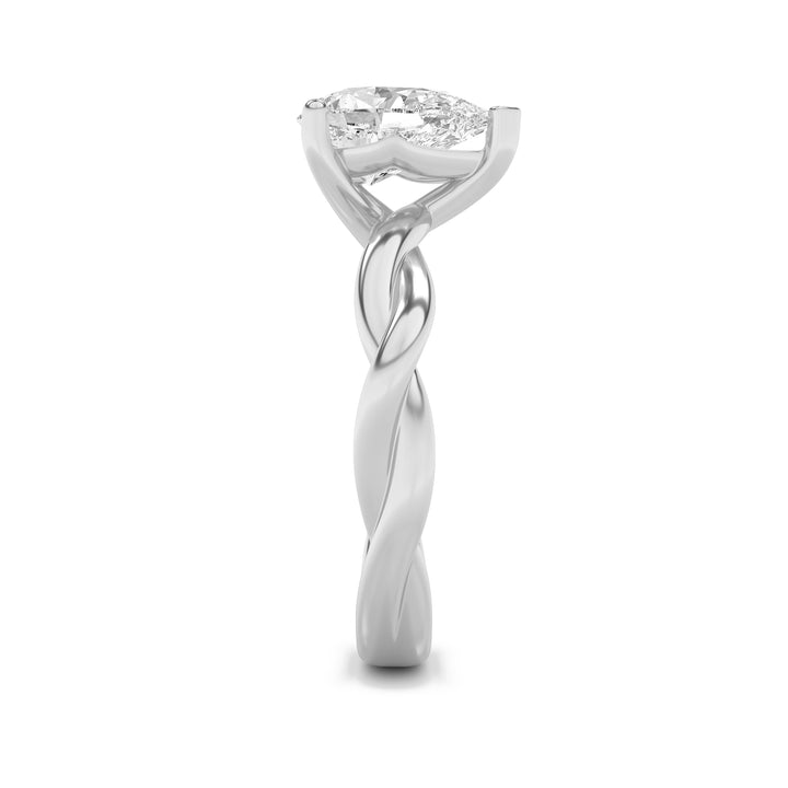 2Cttw Pear Shaped Lab Grown Diamond (F/VS) Twisted Shank Solitaire Engagement Ring in 14K Gold