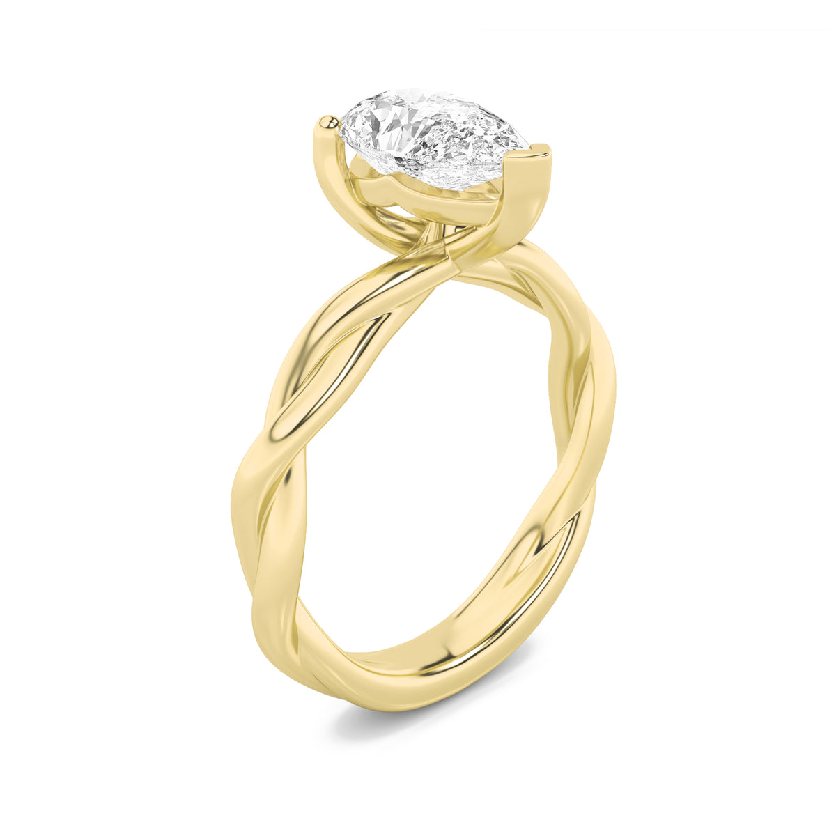2Cttw Pear Shaped Lab Grown Diamond (F/VS) Twisted Shank Solitaire Engagement Ring in 14K Gold