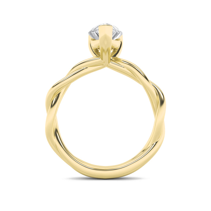 2Cttw Pear Shaped Lab Grown Diamond (F/VS) Twisted Shank Solitaire Engagement Ring in 14K Gold