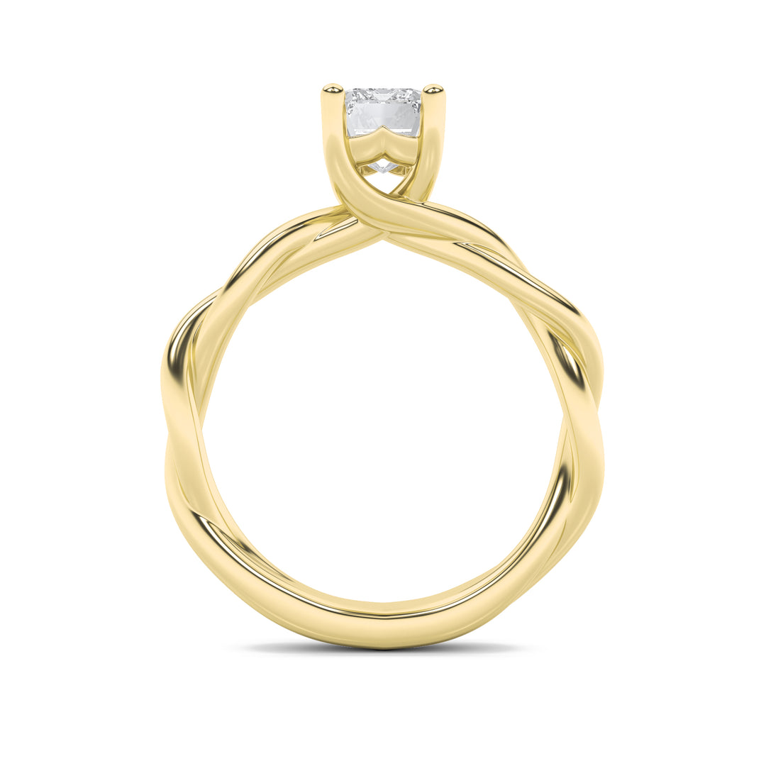 1Cttw Radiant Shaped Lab Grown Diamond (F/VS) Twisted Shank Solitaire Engagement Ring in 14K Gold
