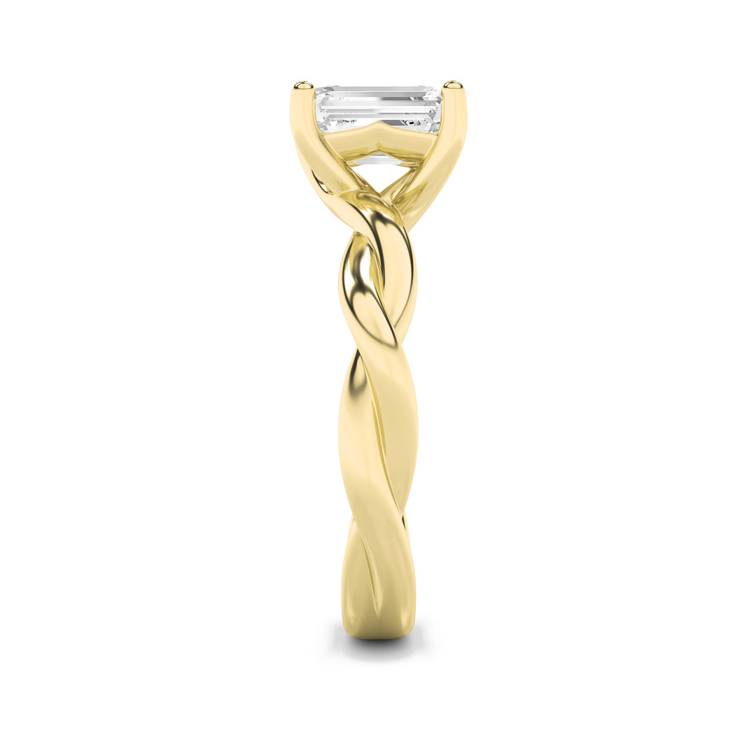 1Cttw Radiant Shaped Lab Grown Diamond (F/VS) Twisted Shank Solitaire Engagement Ring in 14K Gold