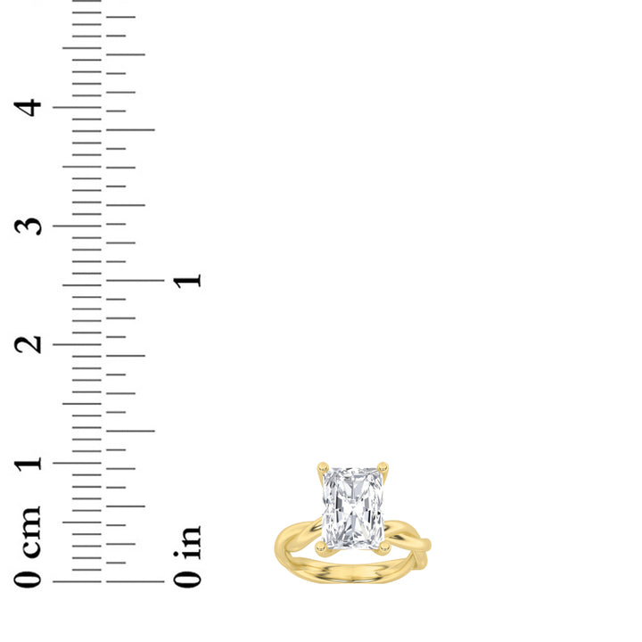 1Cttw Radiant Shaped Lab Grown Diamond (F/VS) Twisted Shank Solitaire Engagement Ring in 14K Gold