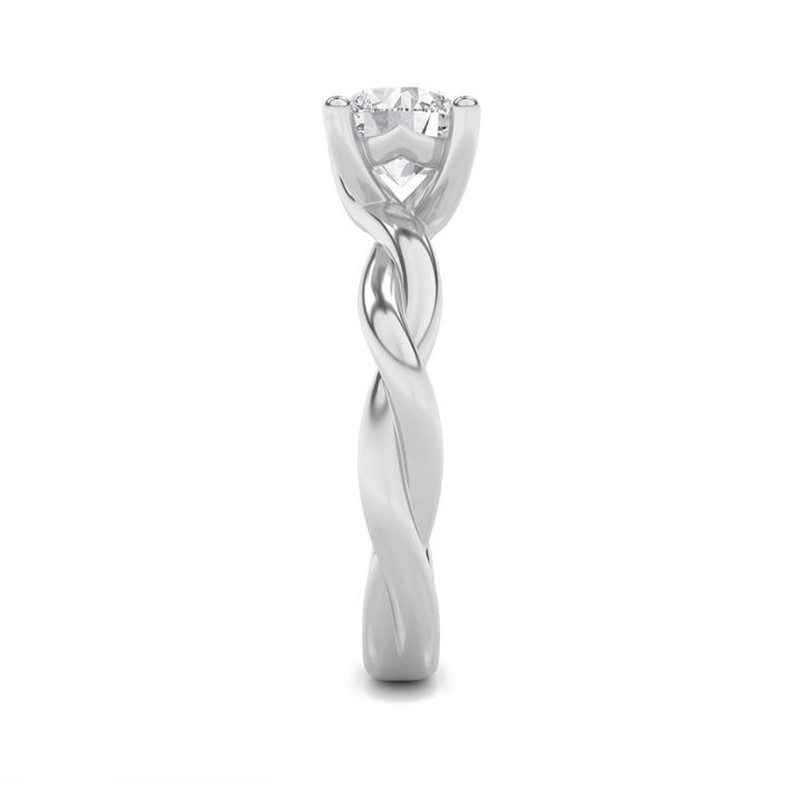 1Cttw Round Shaped Lab Grown Diamond (F/VS) Twisted Shank Solitaire Engagement Ring in 14K Gold