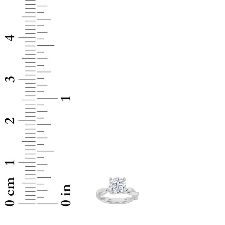1Cttw Round Shaped Lab Grown Diamond (F/VS) Twisted Shank Solitaire Engagement Ring in 14K Gold