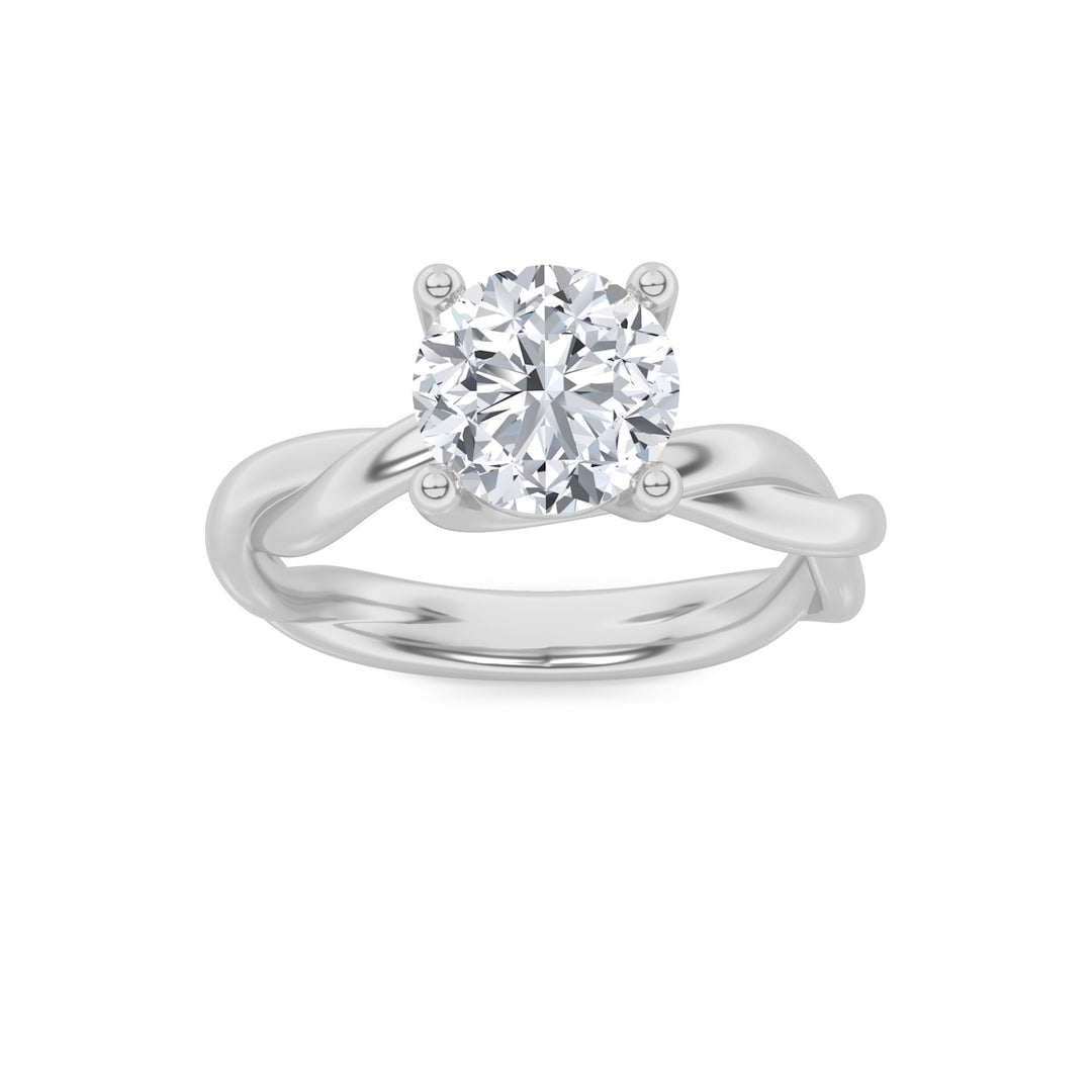 1.5Cttw Round Shaped Lab Grown Diamond (G/VS) Twisted Shank Solitaire Engagement Ring in 14K Gold